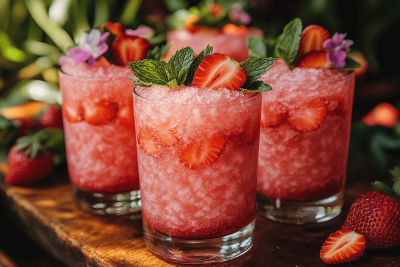 Refreshing Strawberry & Mint Granita Recipe for Kids in Bali