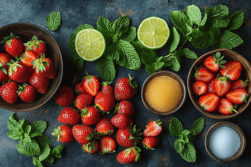 Refreshing Strawberry & Mint Granita Recipe for Kids in Bali | Ingredients