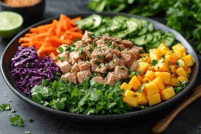 Healthy Tuna Rainbow Salad for Kids Visiting Bali