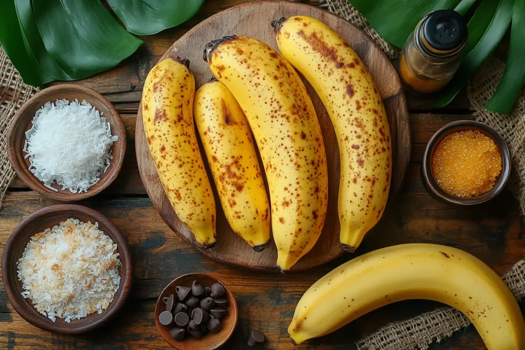 Ingredients for Bali-Inspired Coconut Banana Ghosts (Serves 4 Kids)