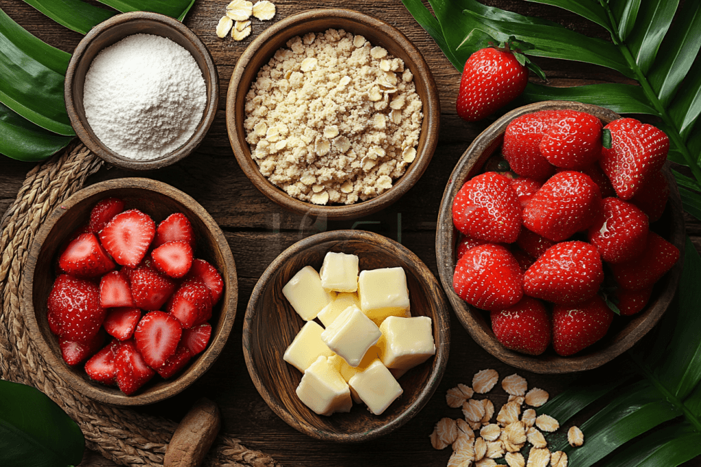 Ingredients for Bali-Inspired Strawberry Crumble Bars (Serves 4 Kids)