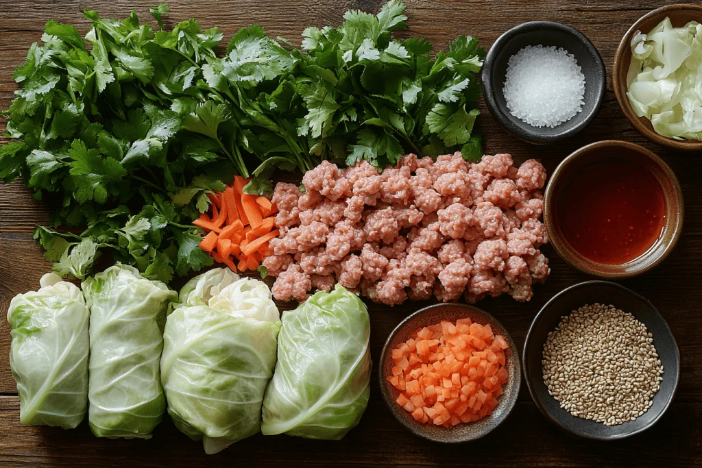 Ingredients for Bali-Inspired Hoisin Pork Cabbage Rolls (Serves 4 Kids)
