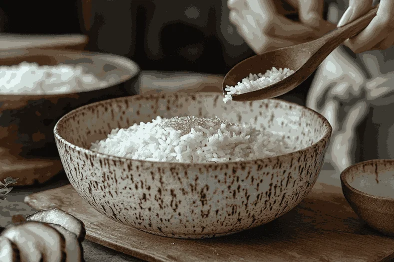 Подготовьте рис для суши с огурцом
