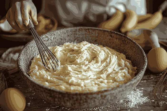 Gabungkan bahan basah untuk kue pisang