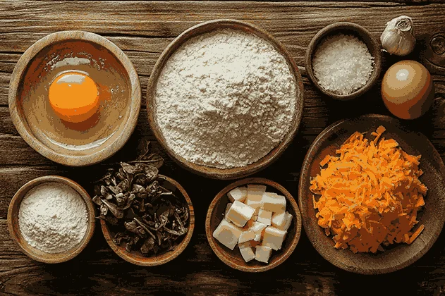 Bahan untuk muffin gurih ala Bali
