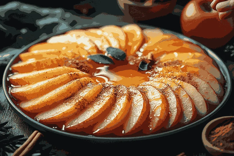 Яблоки сбрызнуты медом и слегка посыпаны корицей.