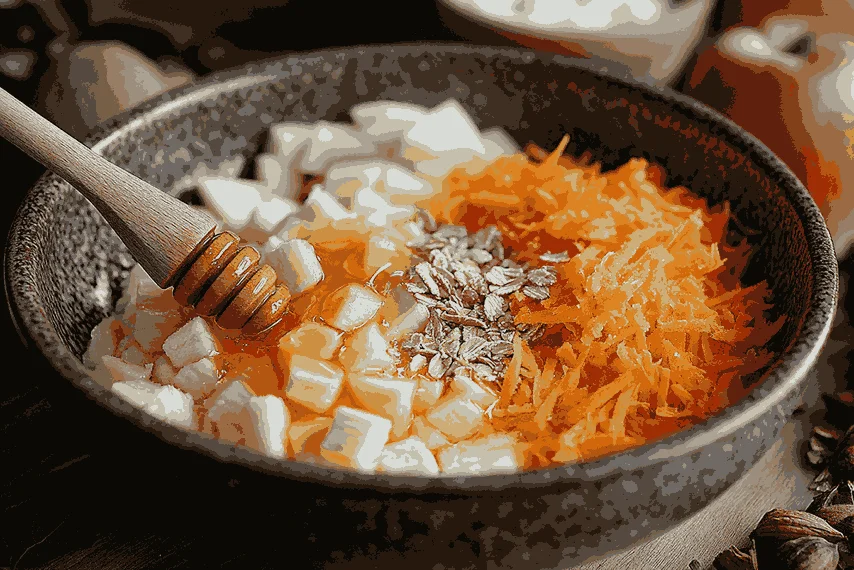 Gabungkan bahan basah untuk muffin ABC