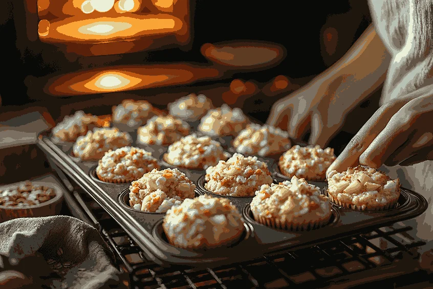 Isi loyang dan panggang muffin ABC