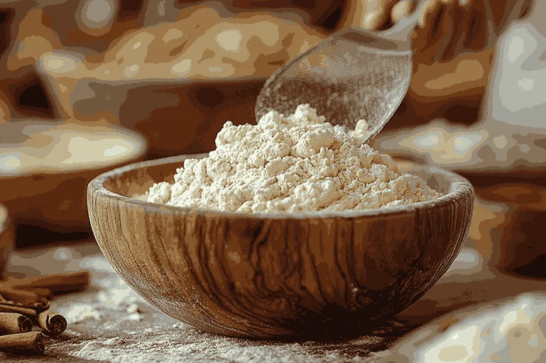 Gabungkan bahan kering untuk Kue Feijoa