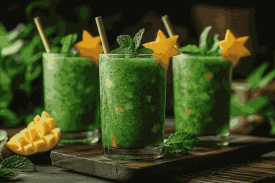 Здоровый и вкусный рецепт шпинатного смузи для детей на Бали, Индонезия