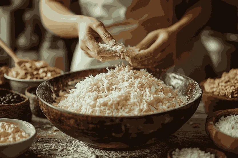 Смешивание сухих и влажных ингредиентов для кукурузных хлопьев