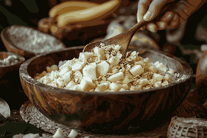 Смешивание и формовка теста для яблочного печенья