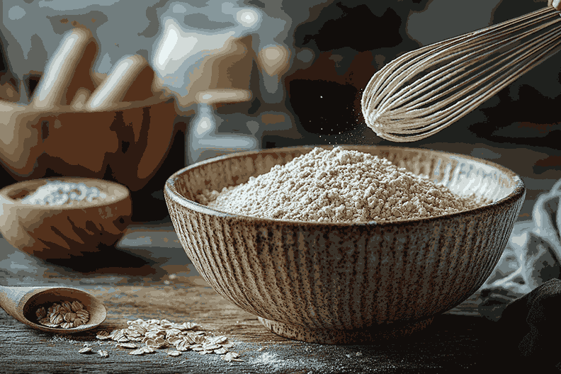 Смешивание сухих ингредиентов для печенья из нута