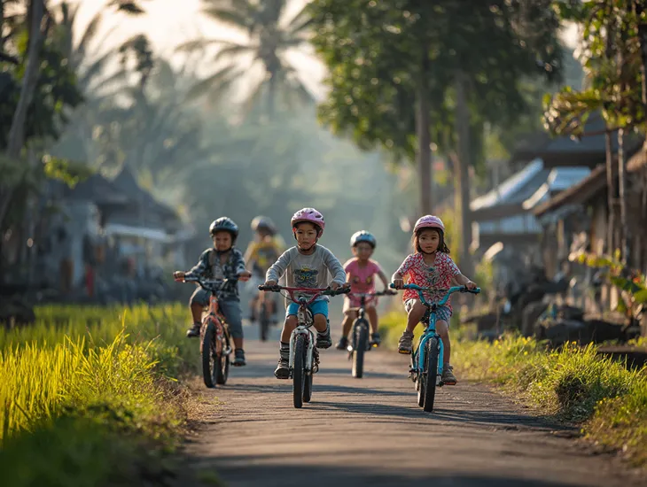 Bali bike tours for kids 2026 – safe routes, helmets and family cycling fun away from main traffic