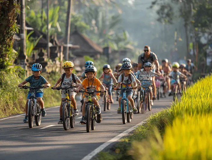 Bali bike tours for kids 2026 – Ubud, Sanur and Canggu options for safe family cycling together