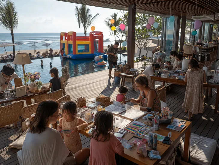 Ku De Ta Family Sundays 2026 – shallow pool zones, beach access and sun-safety planning