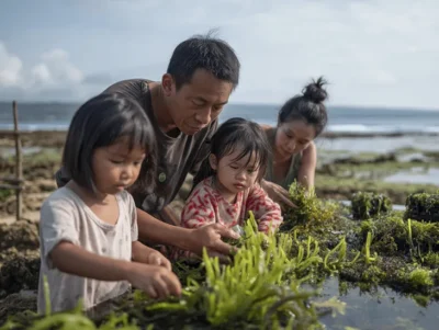 Seaweed Farms in Bali: A Family Trip Showing Kids How Locals Harvest Seaweed