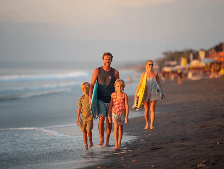 Bali Coastal Safety 2026 – Professional lifeguards patrolling the shoreline of Kuta Bali to ensure safe swimming conditions for families.