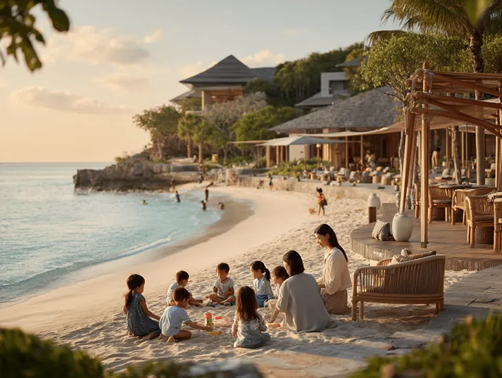 Resort Activities 2026 – Educational games, pool safety supervision, and creative beach play.