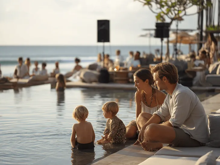Family Resorts in Seminyak] 2026 – Educational games, pool safety supervision, and creative play for children.