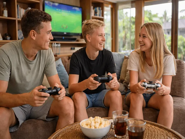 Teen lounges in Bali resorts 2026 – Social zones with video games, water sports, and cycling excursions for adolescents, ensuring safety and independence