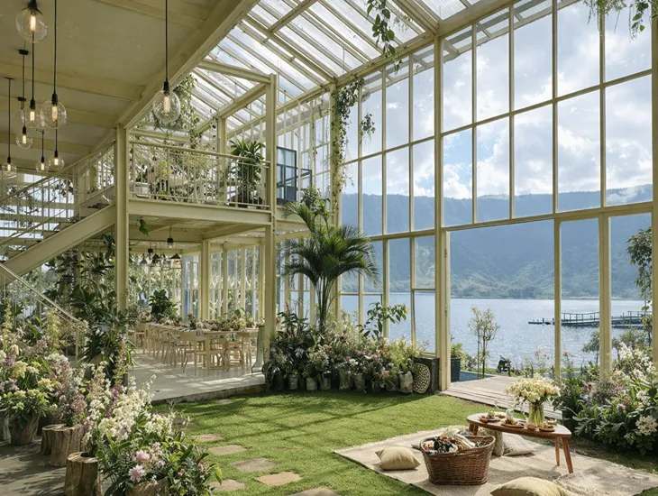 Picnic in Bali 2026 – Glasshouse flower gardens at Rumah Gemuk, Lake Bratan views, and mountain scenery