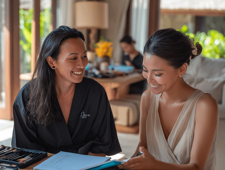 Bali wedding day schedule 2026 – Artist arrival times, bridesmaid styling sequence, and bridal prep duration for villa ceremonies
