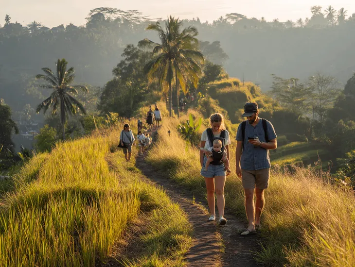 Hiking in Indonesia – Ubud walking trails, sunset timing, and family outdoor activities require precise planning.