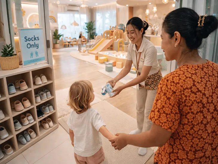 Indonesia Indoor Play – Sanitization protocols, temperature checks, and safe environment standards for infants