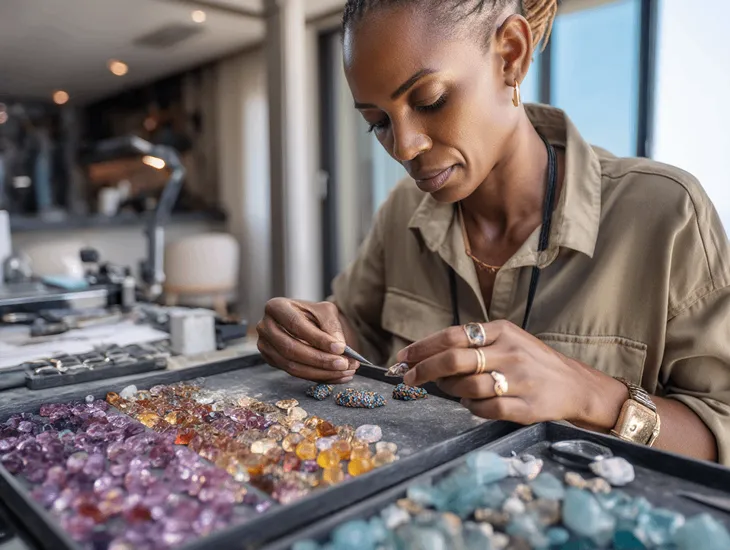 Artisan studio in Indonesia 2026 – A professional babysitter checking a child's footwear before entering the jewelry production area.