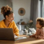 Interview a babysitter in Bali 2026 – A mother conducting a video call screening for a potential childcare provider.