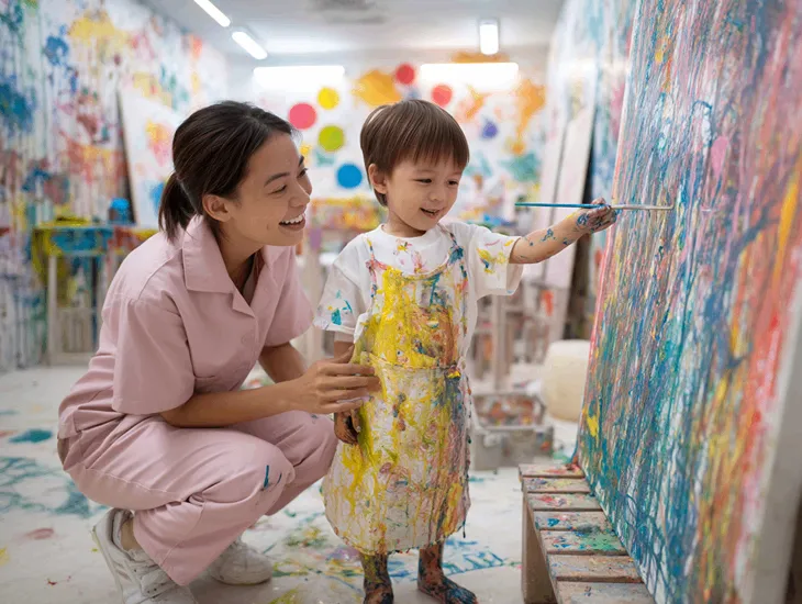 Art Galleries in Bali 2026 – Wild Art Canggu splatter studio, supervised messy play, and safe hands-on creativity for kids