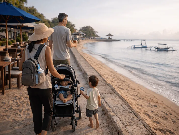 Top Staycation Areas in Bali 2026 – Sanur calm beaches, stroller-friendly paths, and relaxed coastal dining for families