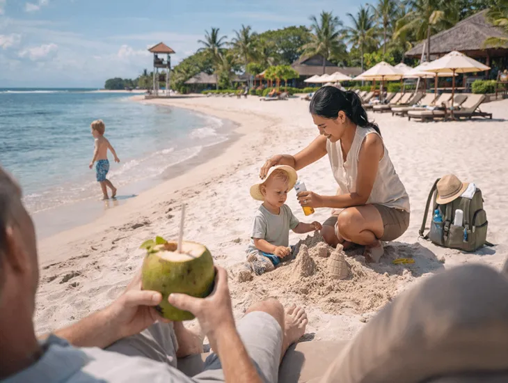 Top Staycation Areas in Bali 2026 - Children enjoying a gated luxury swimming pool in the warm sunshine