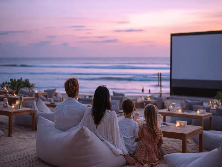 Beachfront Movies in Bali 2026 - Luxury beach venues, child safety protocols, and evening care