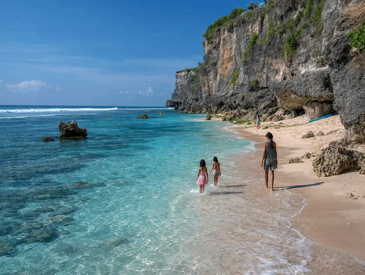 Hidden Gem Beaches in Bali 2026 – Sheltered coves at Pandawa and Timbis, shallow turquoise water, and stress-free family comfort