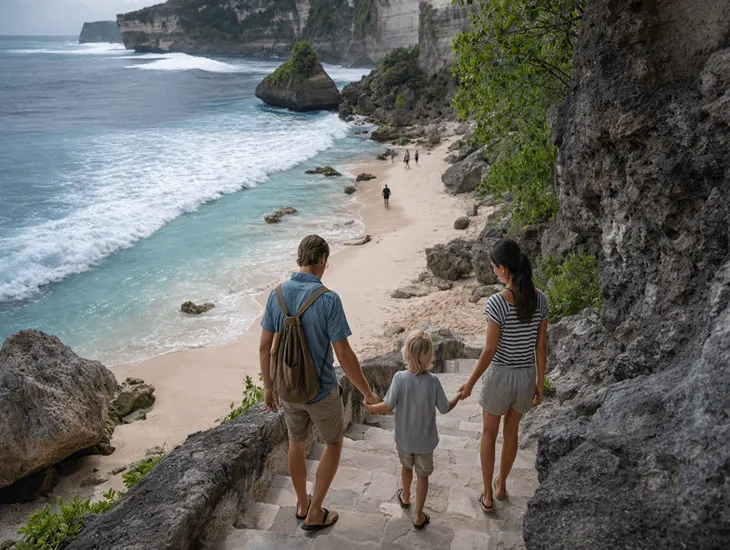 Thomas Beach in Bali 2026 – Quiet cliffside shoreline, stronger surf energy, and adventurous family beach escape