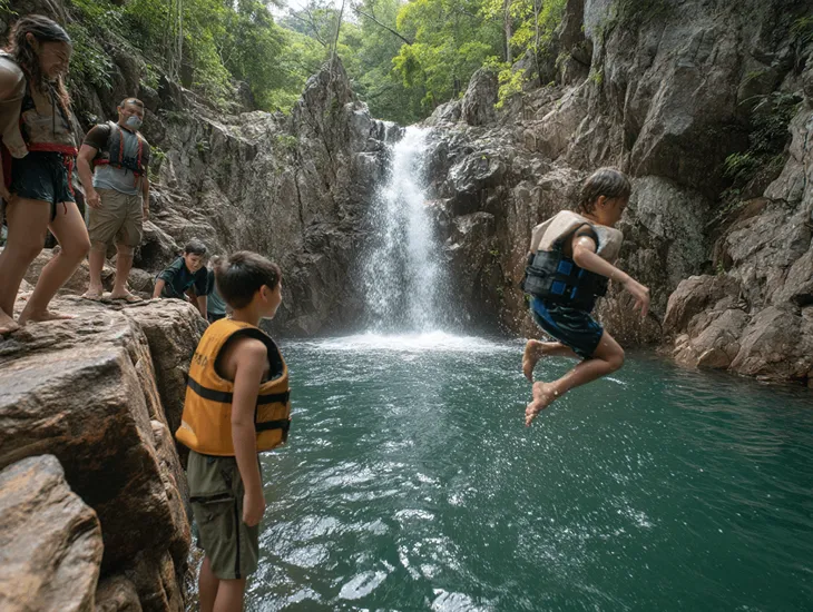 Family-Friendly Adventures in Bali 2026 – Cliff jumping safety rules, guide-approved jump zones, and water-impact injury prevention