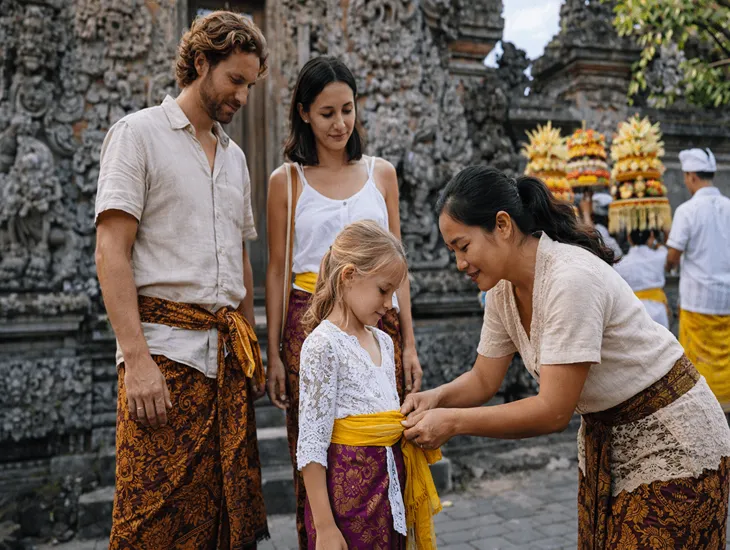 Temple Etiquette in Bali 2026 – Proper sarong and sash requirements for entering sacred Hindu compounds.