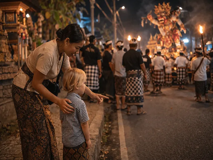 Ogoh-Ogoh Parade in Bali 2026 – Respectful cultural participation with modest dress and professional child guidance