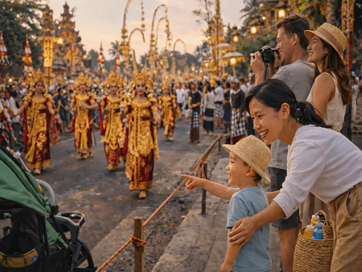 Festivals in Bali 2026 – Traditional Ogoh-Ogoh demon statues paraded through local streets with torches