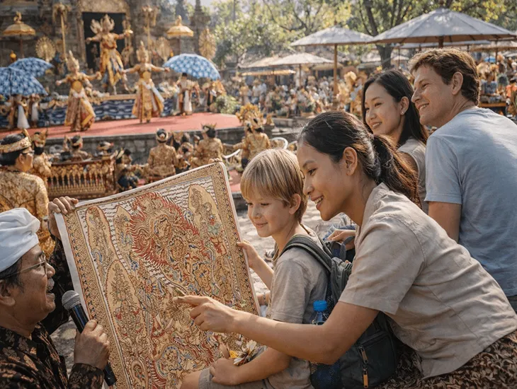 Festivals in Bali 2026 – Traditional Balinese dancers performing in colorful costumes at the Taman Werdhi Budaya Art Centre