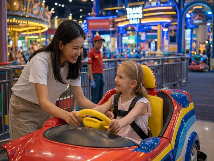 Best Theme Parks in Bali at Trans Studio Bali with indoor rides, family attractions, air-conditioned comfort, and safe play