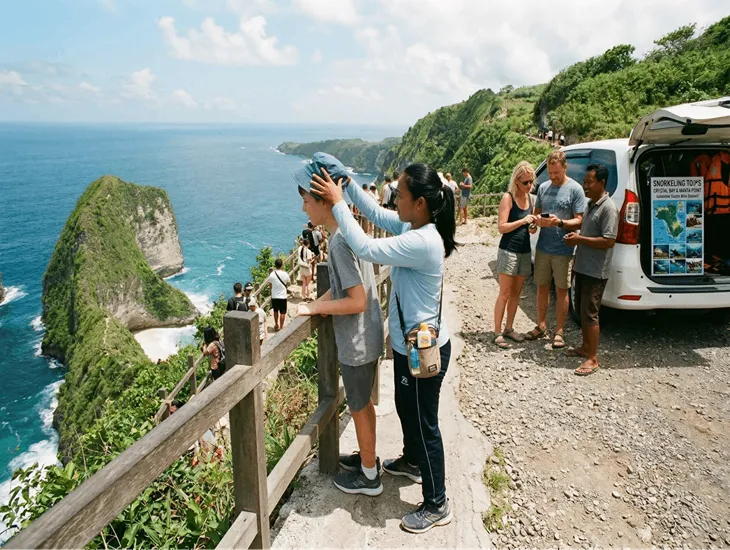 Family islands in Bali at Nusa Penida with organized viewpoints, guided snorkeling, and managed cliffside photo stops