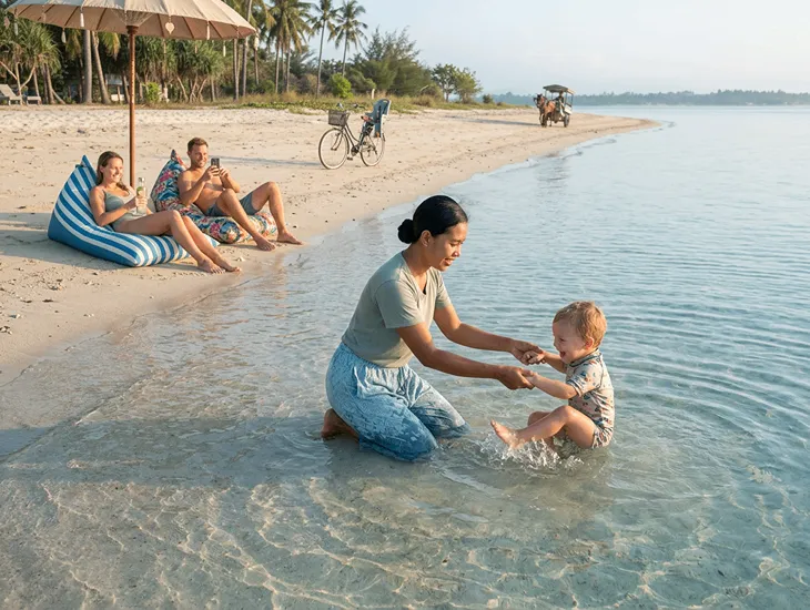 Family islands in Bali at Menjangan Island with calm national park waters, guided snorkeling, and gentle wildlife encounters
