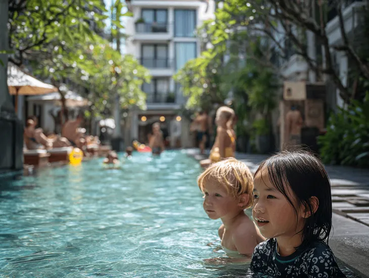 Family safety 2026 – A bright resort kids club with colorful building blocks and toys.