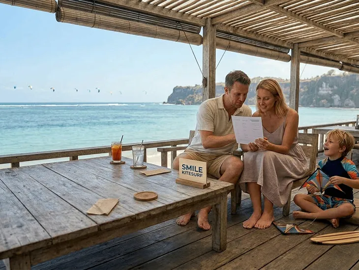 Coastal activities in Bali 2026 – Private windsurfing lesson rates, equipment rental fees, and family water sport pricing.