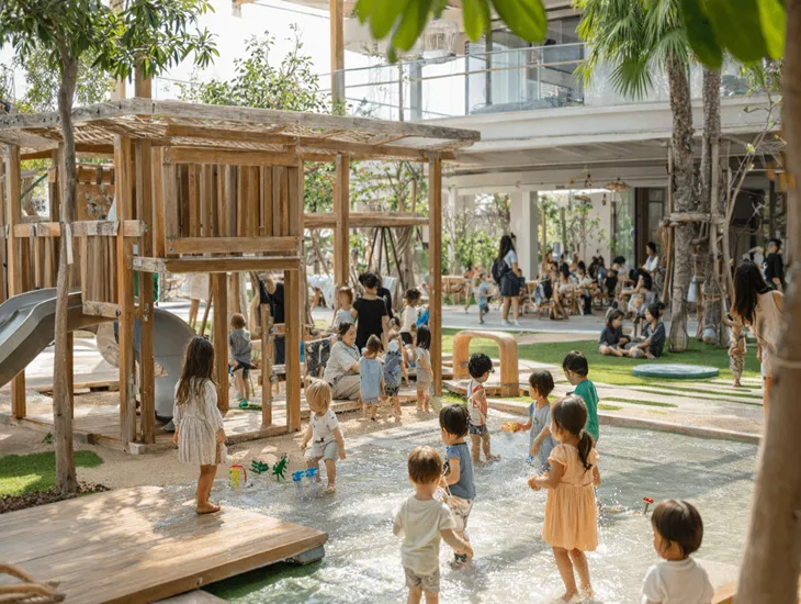 Playgrounds in Bali at Mai Main Playground with indoor soft play, outdoor pool, trampolines, and family-friendly fun