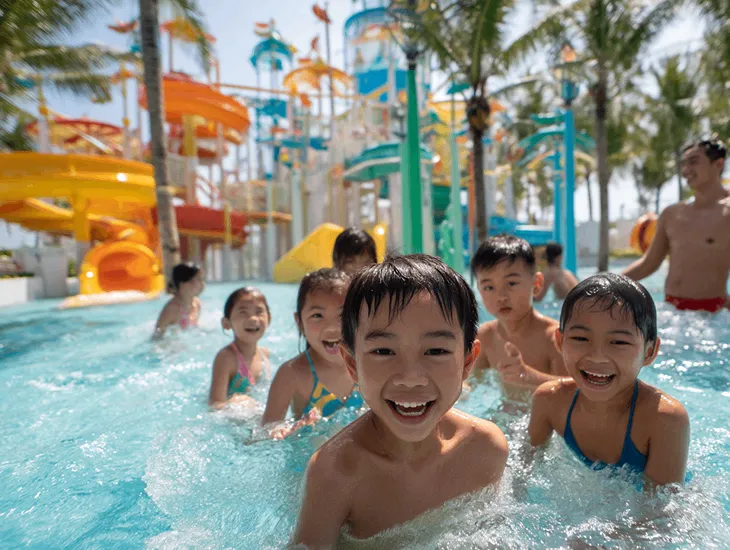 Family-Friendly Adventures in Bali 2026 – Waterpark day with toddler splash zone, lifeguard supervision, and safe thrill slides