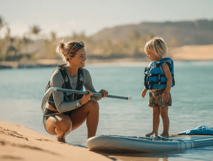Parenting in Bali 2026] – A professional caregiver supervising children during a beach activity in Indonesia to ensure safety.
